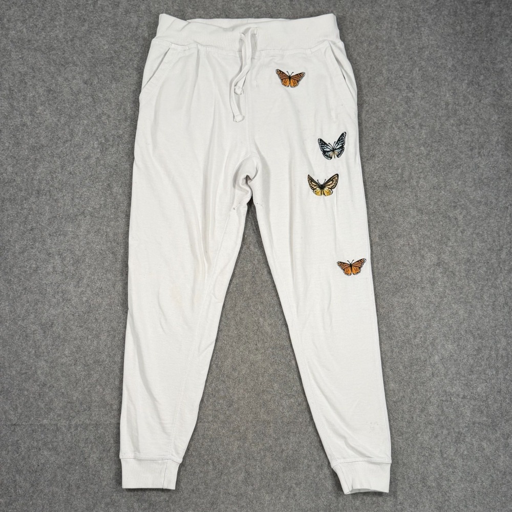Brittany Allen White Butterfly‎ Graphic Jogger Sweatpants Women's Size XL